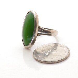 Vintage Cat's Eye Green Jade 925 Sterling Silver Ring Size 7.5,  Gemstone Ring